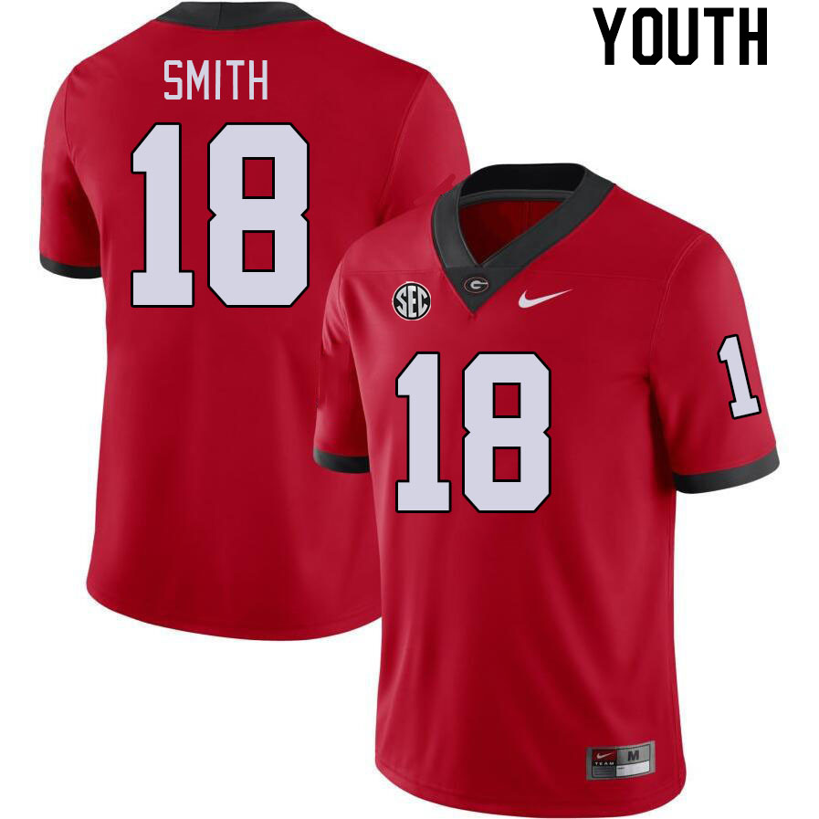 Youth #18 C.J. Smith Georgia Bulldogs College Football Jerseys Stitched-Red